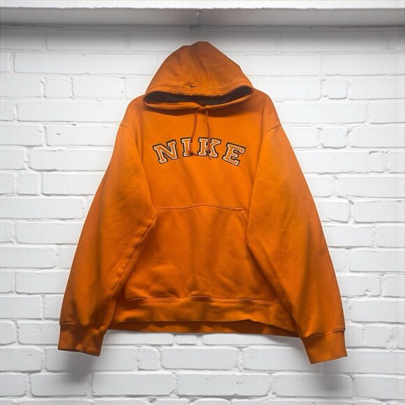 Vintage Y2K Nike Embroidered Hoodie Pullover Orange Spell-out Size XL - Picture 1 of 10